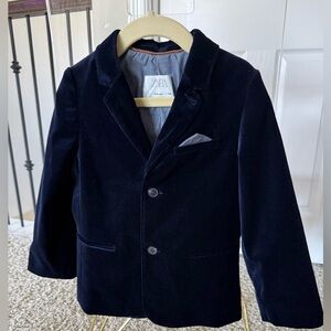 Zara Kids Navy Velvet Blazer